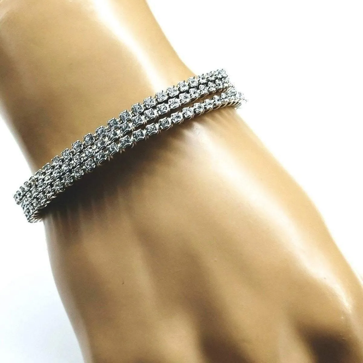 Wire Wrapped Crystal Rhinestone Tennis Bracelet Bangle