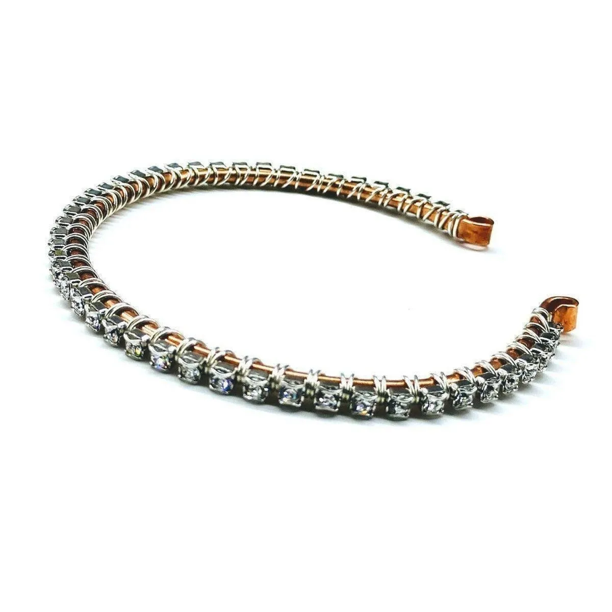Wire Wrapped Crystal Rhinestone Tennis Bracelet Bangle