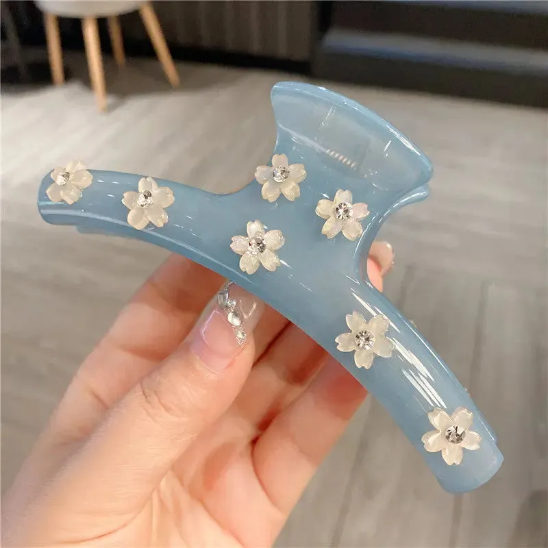 Women's Affordable Luxury Fashion Rhinestone Large Grip Small Floral