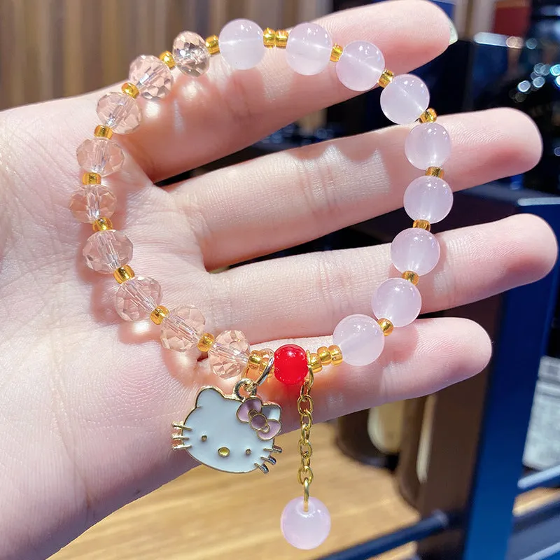 Xiaohongshu Same Style Lucky Beads Cartoon Cinnamoroll Babycinnamoroll Gift for Bestie Beaded Bracelet Night Market Stall Ornament
