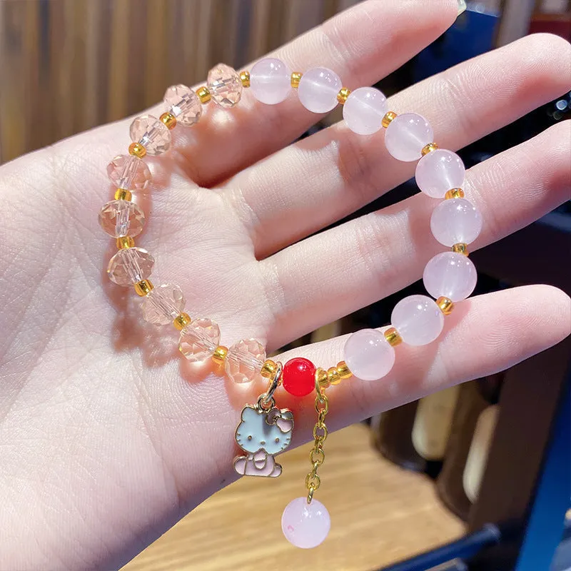 Xiaohongshu Same Style Lucky Beads Cartoon Cinnamoroll Babycinnamoroll Gift for Bestie Beaded Bracelet Night Market Stall Ornament