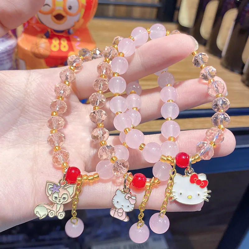 Xiaohongshu Same Style Lucky Beads Cartoon Cinnamoroll Babycinnamoroll Gift for Bestie Beaded Bracelet Night Market Stall Ornament