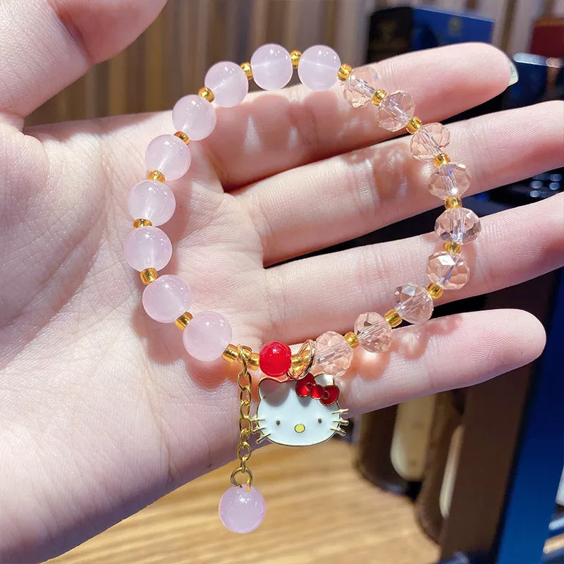 Xiaohongshu Same Style Lucky Beads Cartoon Cinnamoroll Babycinnamoroll Gift for Bestie Beaded Bracelet Night Market Stall Ornament