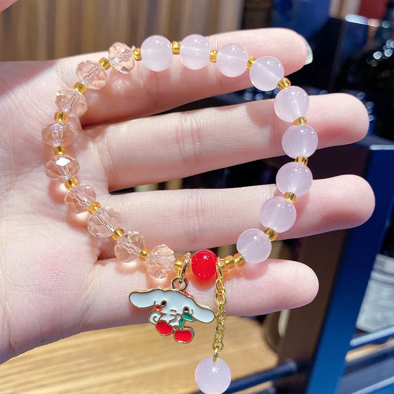 Xiaohongshu Same Style Lucky Beads Cartoon Cinnamoroll Babycinnamoroll Gift for Bestie Beaded Bracelet Night Market Stall Ornament