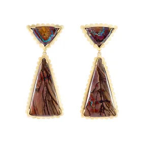 Yowah Opal Triangle Drop Earrings