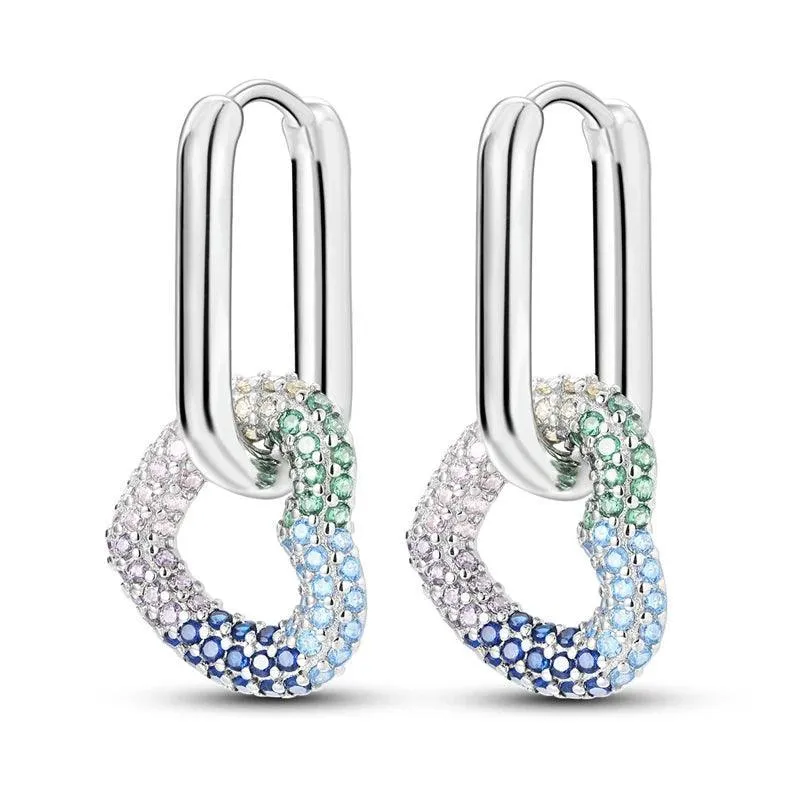 Zircon Heart Shaped Silver Earrings: Elegant Gift for Women’s Special Occasions