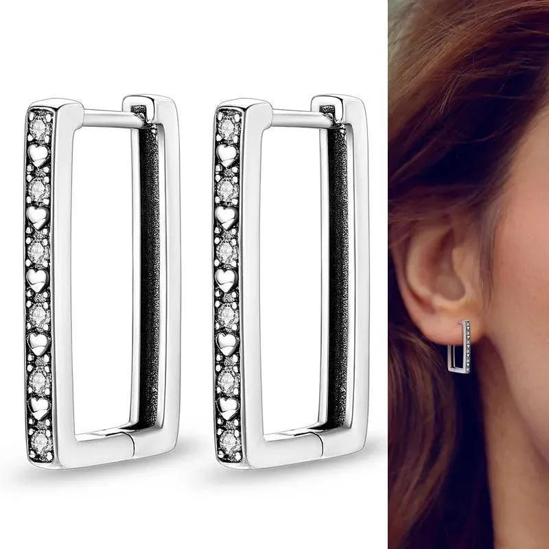Zircon Heart Shaped Silver Earrings: Elegant Gift for Women’s Special Occasions