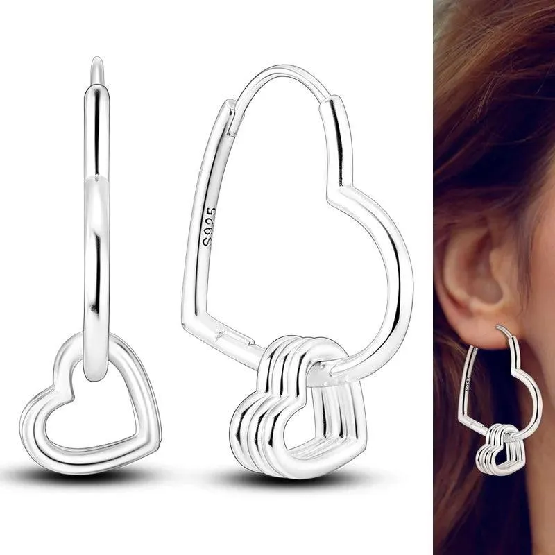 Zircon Heart Shaped Silver Earrings: Elegant Gift for Women’s Special Occasions