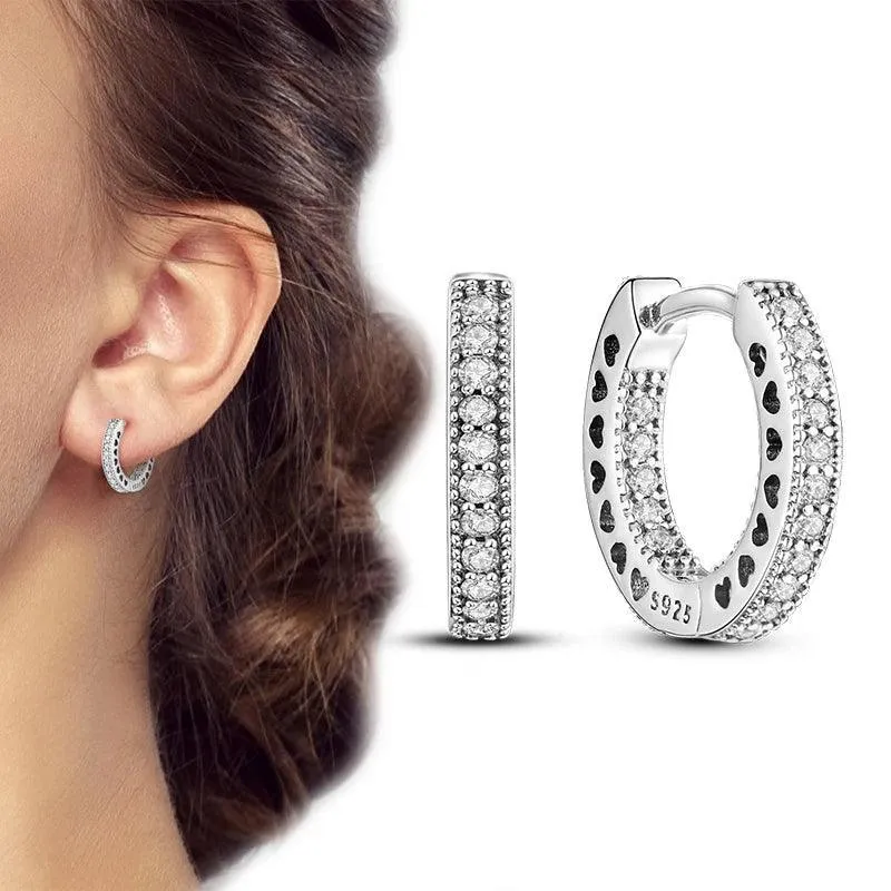 Zircon Heart Shaped Silver Earrings: Elegant Gift for Women’s Special Occasions