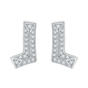 Zircon L Letter Silver Studs Earrings for Women