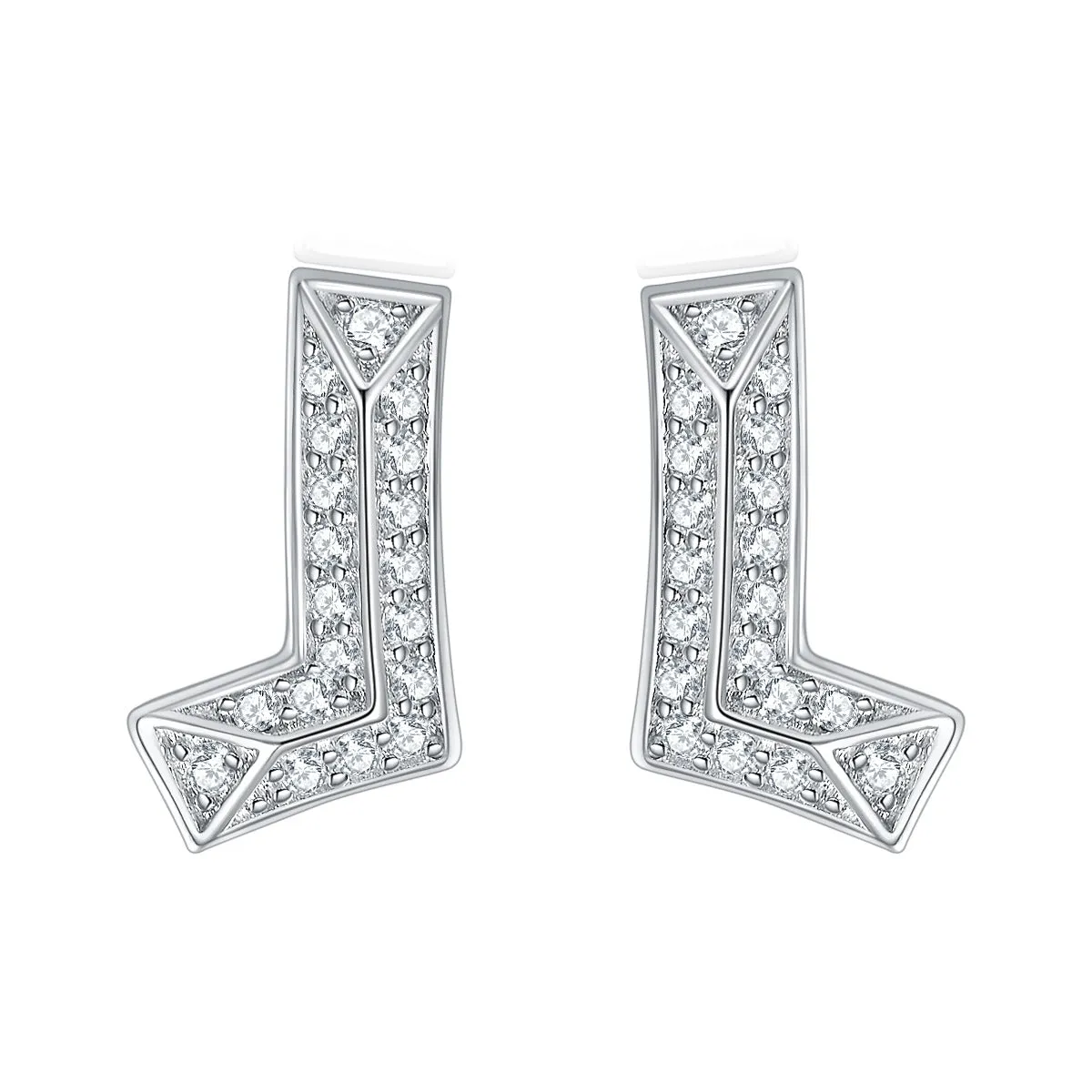Zircon L Letter Silver Studs Earrings for Women