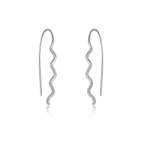 Zircon Wave Silver Hook Earrings for Women