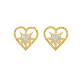 Zoe & Morgan Kind Heart Earrings - Gold Plated & White Zircon