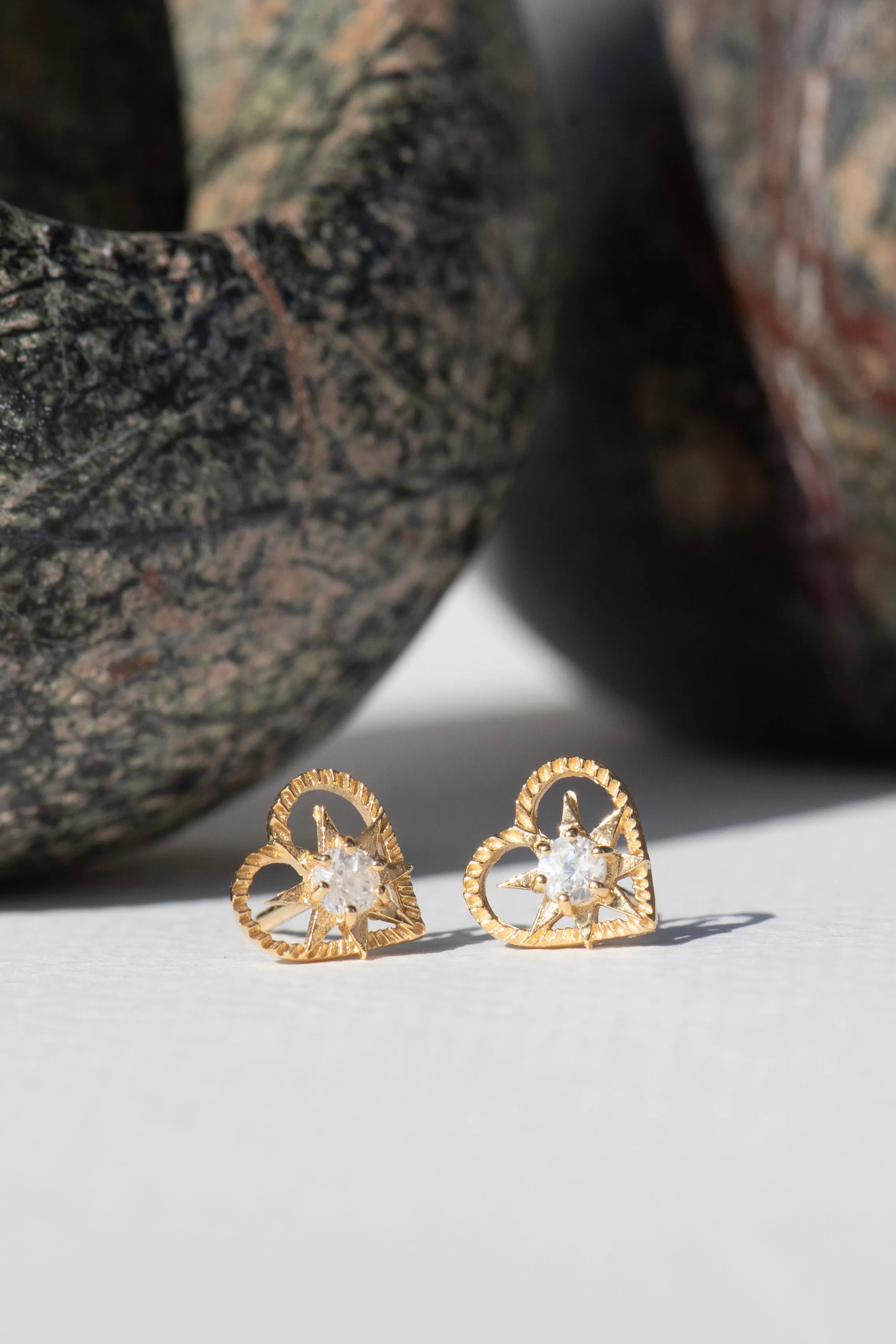 Zoe & Morgan Kind Heart Earrings - Gold Plated & White Zircon
