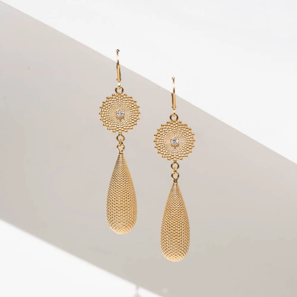 Zoe & Morgan Sunshine Earrings - Gold Plated & White Zircon